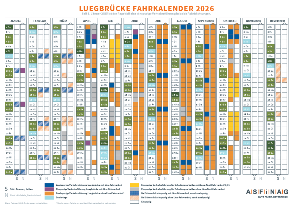 [Translate to italienisch:] Kalender 2026 für die Luegbrücke